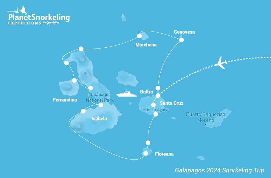 Galapagos 2024 Snorkeling Trip map