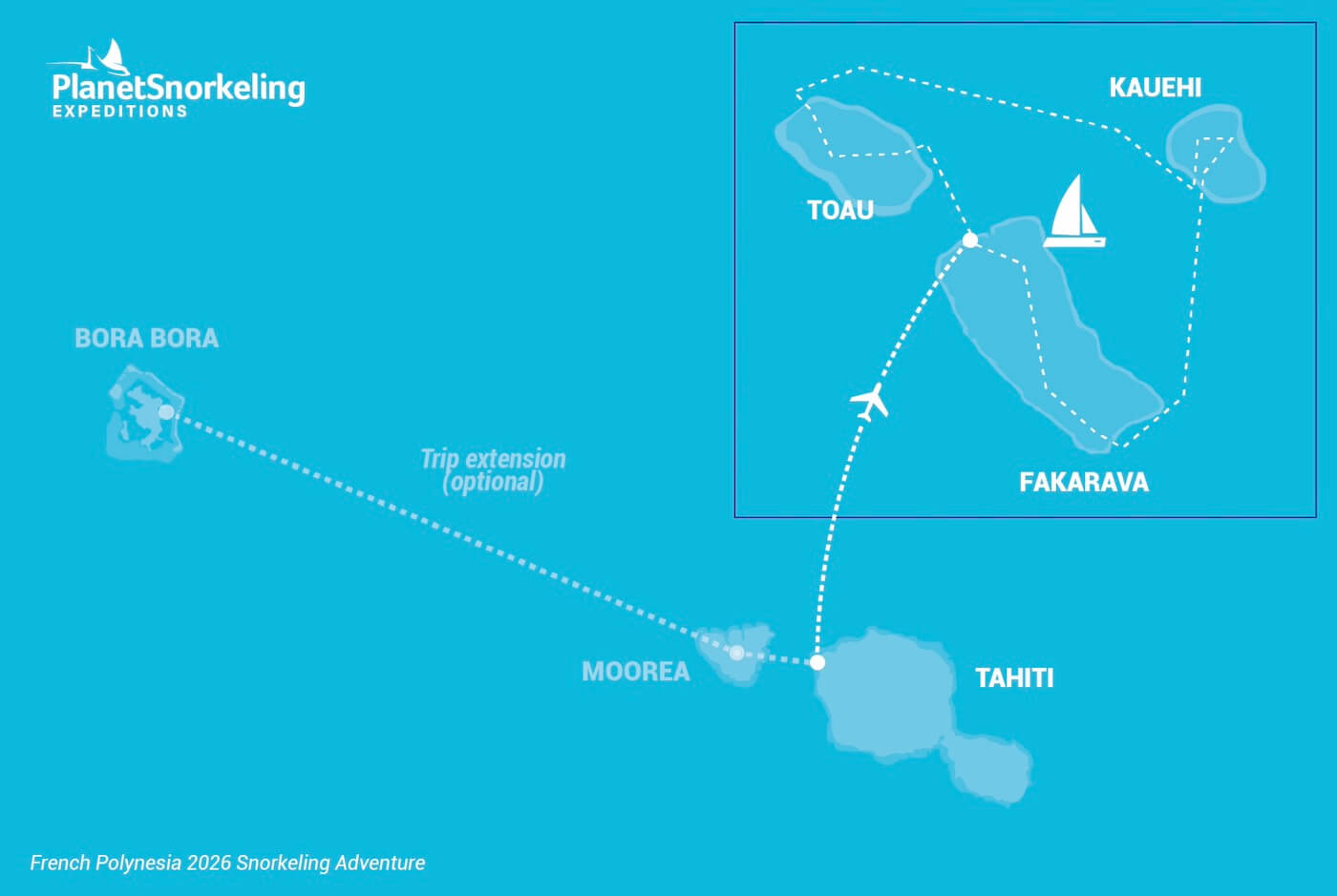 French Polynesia Snorkeling Trip Map